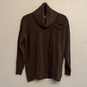 Ellen Tracy Sweater Womens Small Long Sleeve 100% Extra Fine Merino Wool Brown